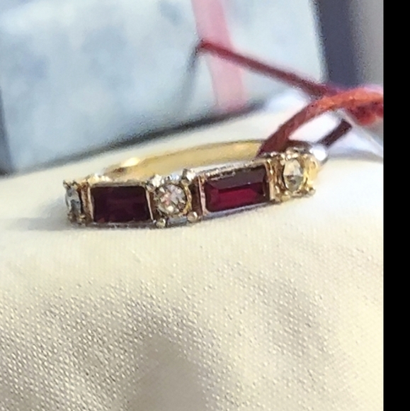 Natural Dark Garnet Thin Band Ring - Picture 9 of 16